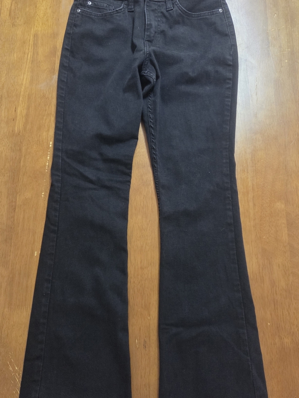 Lee Women's Black Flared Jeans - High Rise Wide Leg 6 Short